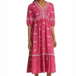 ba&sh Java Embroidered Midi Dress - Large